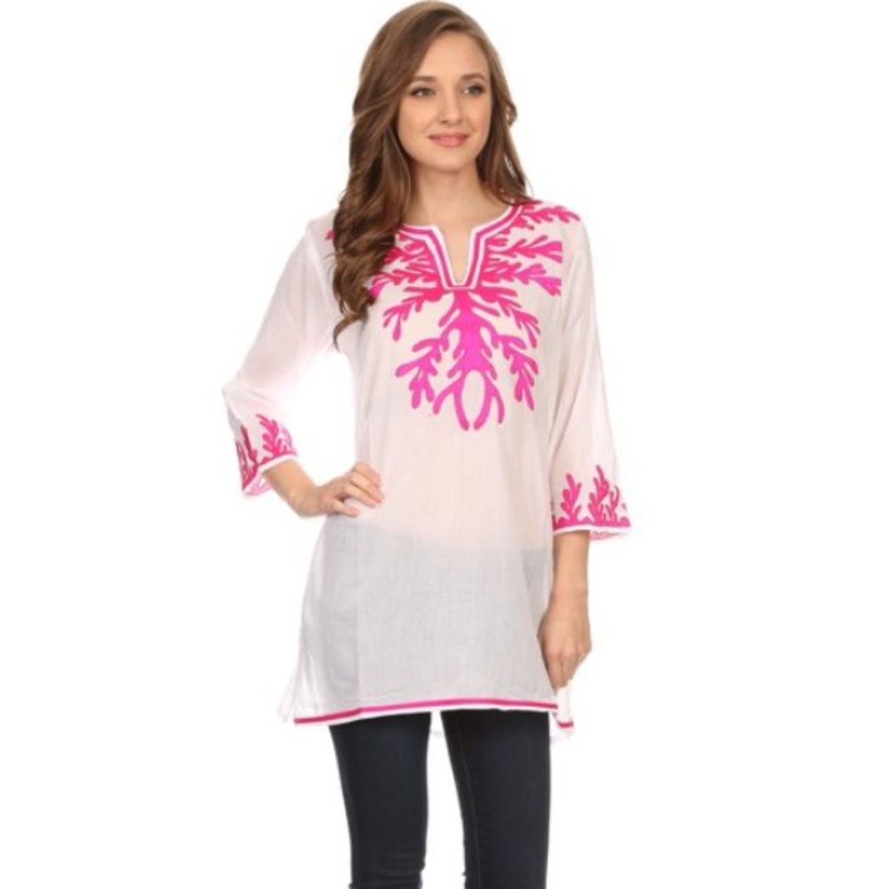 SAKKAS |Gyan Tunic Blouse Shirt With Long Sleeves And Emrboidery Details NWT